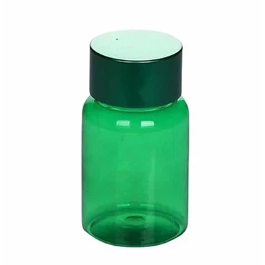 알루미늄 뚜껑이 달린 플라스틱 약병
